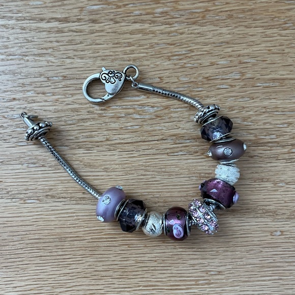 Silver and Purple Charm Bracelet - Picture 1 of 5